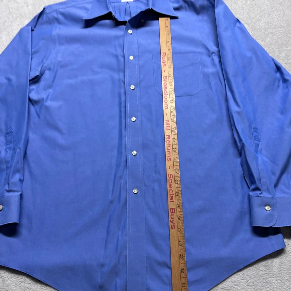 Brooks Brothers Mens 16-34 Blue Non-Iron Supima Cotton Classic Dress Shirt
